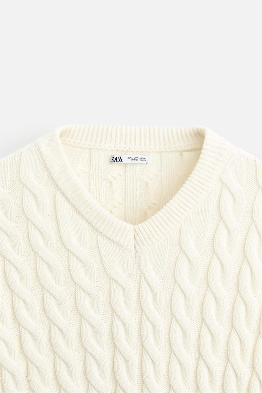 TEXTURED CABLE-KNIT SWEATER - Zara фото 9