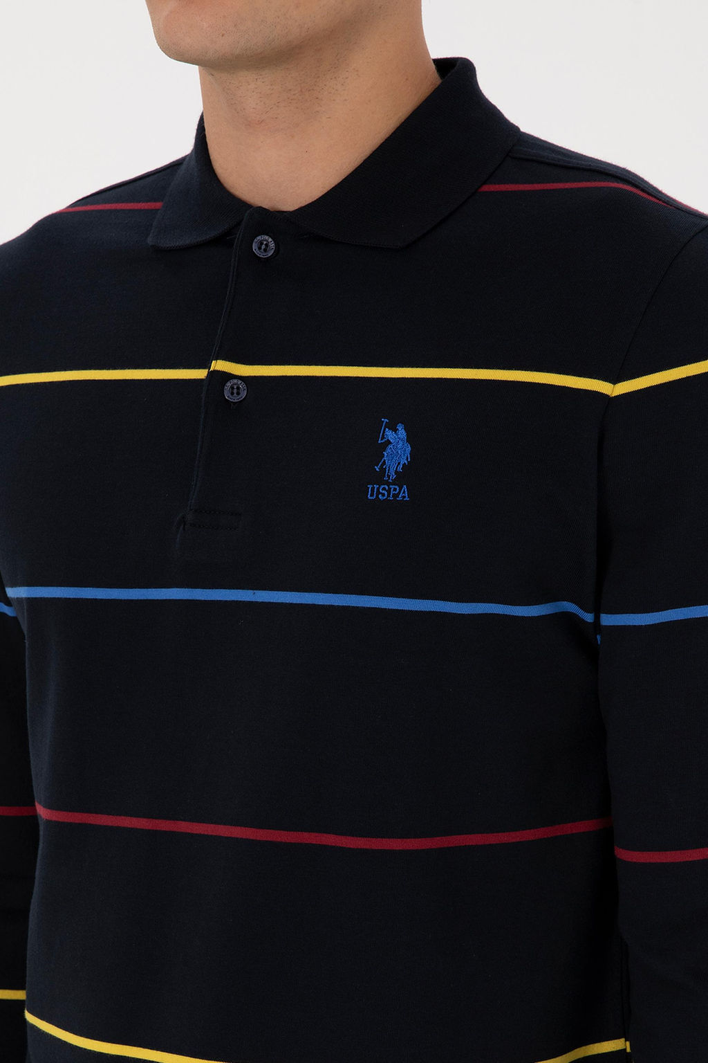 Erkek Regular Fit Polo Yaka Lacivert Sweatshirt