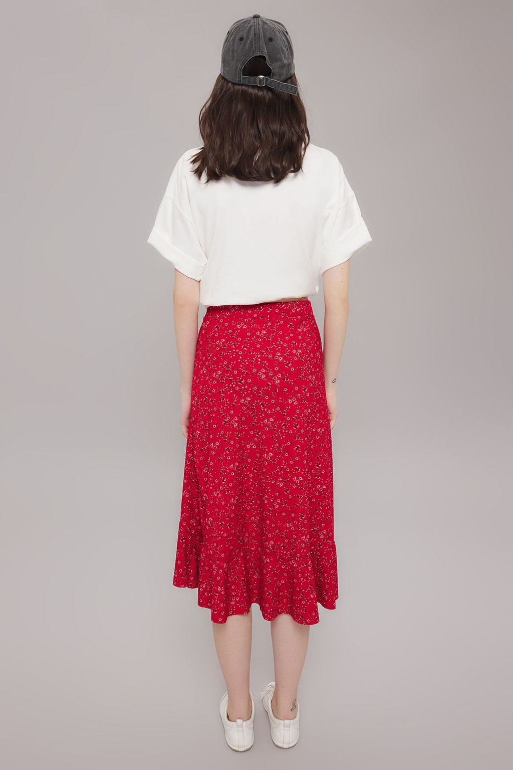 TRENDYOLMILLA K?rm?z? Bask?l? Buzgu Detayl? ve Volanl? Yuksek Bel Esnek Etek TWOSS21ET0029 фото 55