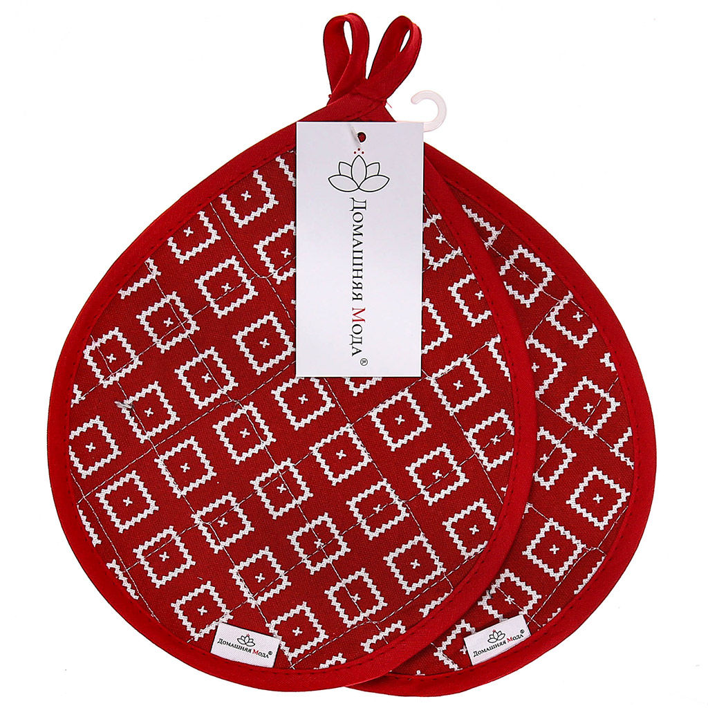 Диагональ брусничный Кухонный комплект: прихватка 20х25см Капелька - 2шт, хлопок Премиум 191г/м2 - хлопок 100%, наполнитель - ватин 280гр/м2, Домашняя мода (Россия)  фото 2