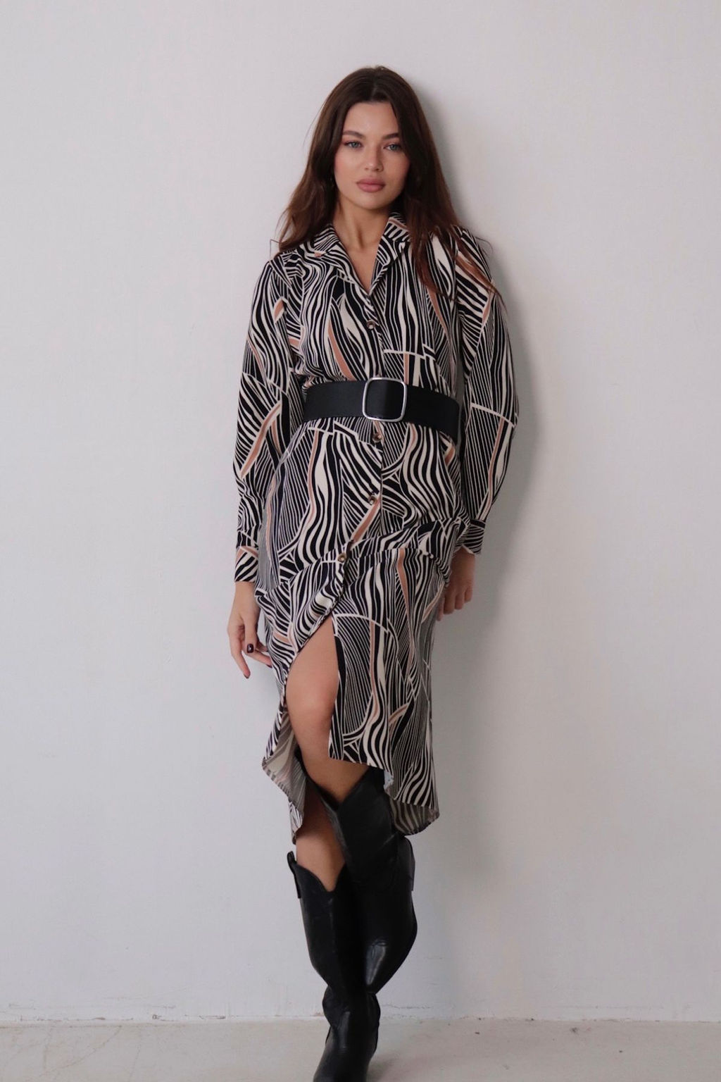 Платье-рубашка с английским воротником принт - Martichelli фото 221