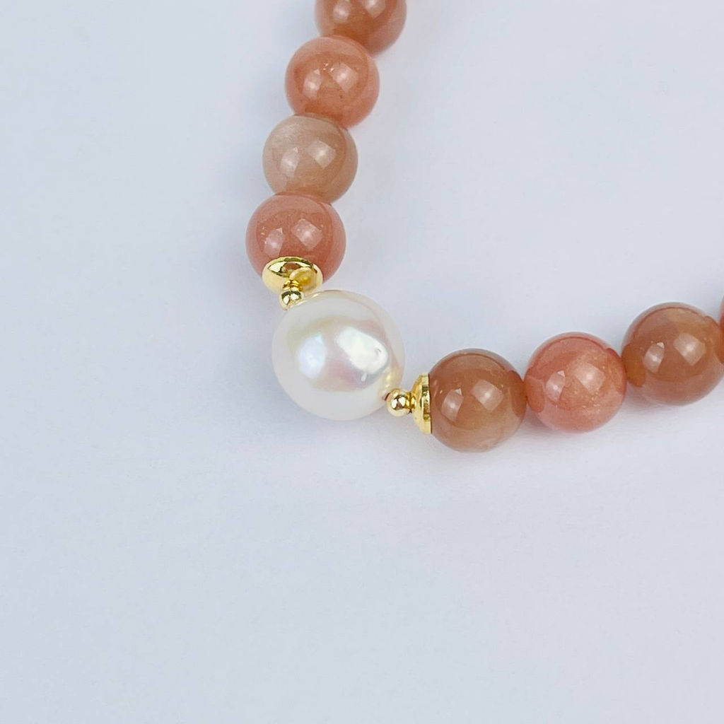 Браслет из Лунного камня и Жемчуга