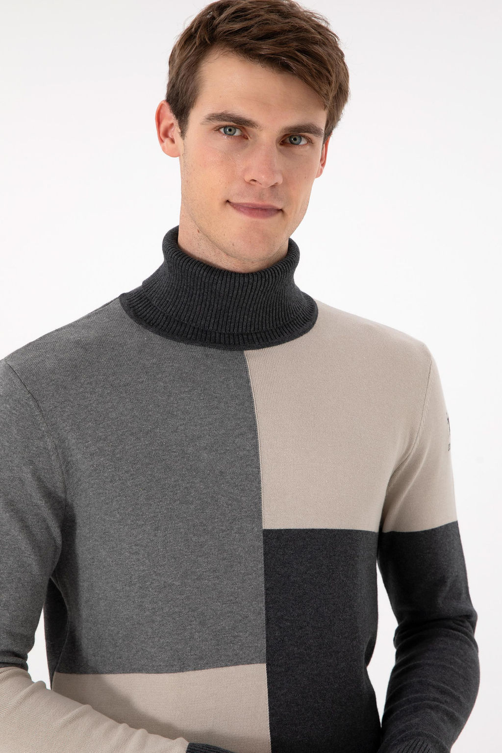 Erkek Slim Fit Yar_m Bal_k__ Yaka Koyu Ye_il Kazak - U.s. polo assn фото 2