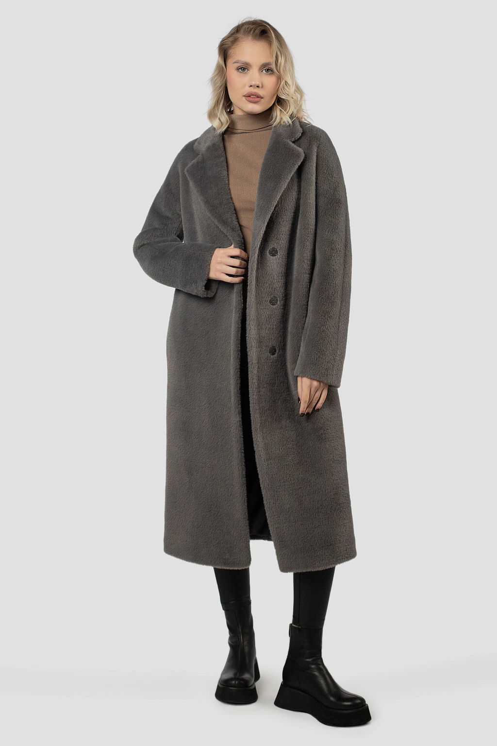 01-12077 Пальто женское демисезонное (пояс) - El podio фото 3