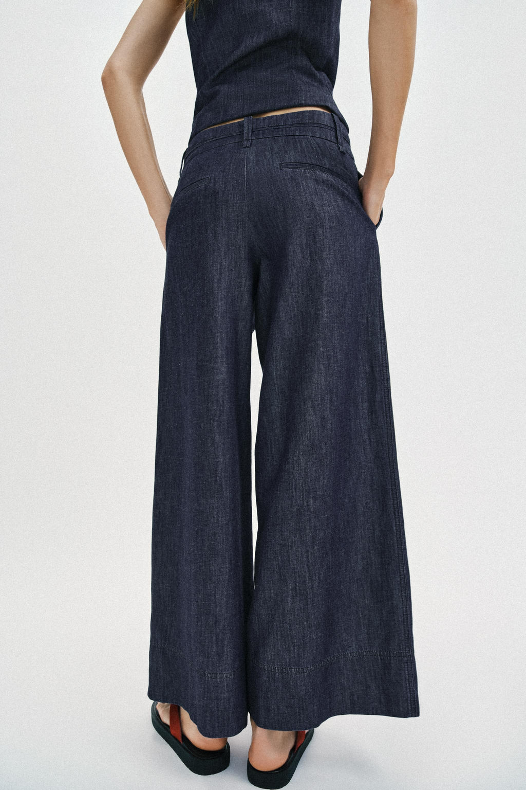 PANTAL?N ANCHO CON LINO / ?ndigo - Zara фото 5