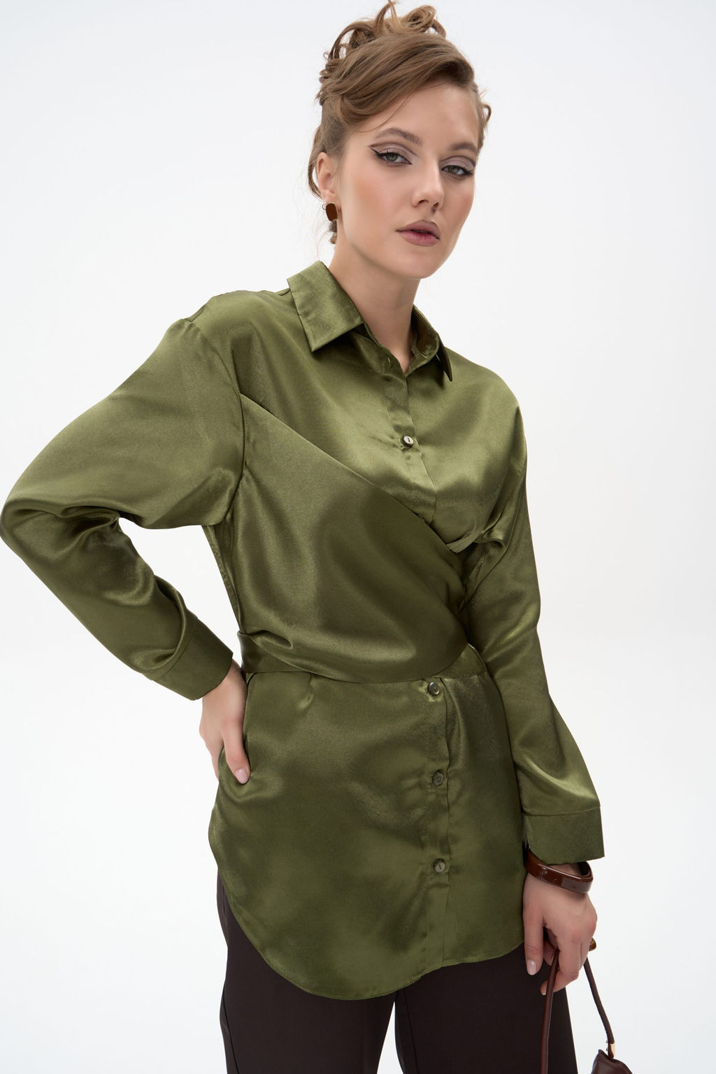 Рубашка Ямина (оливковый/уценка)