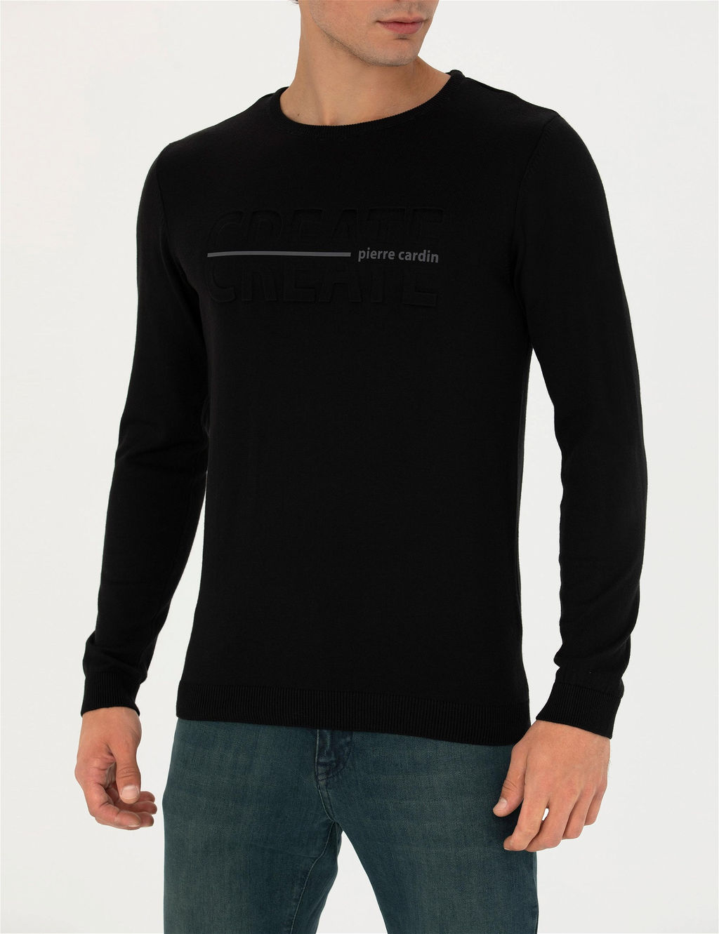 Siyah Slim Fit Bisiklet Yaka Triko Kazak - Pierre cardin фото 6