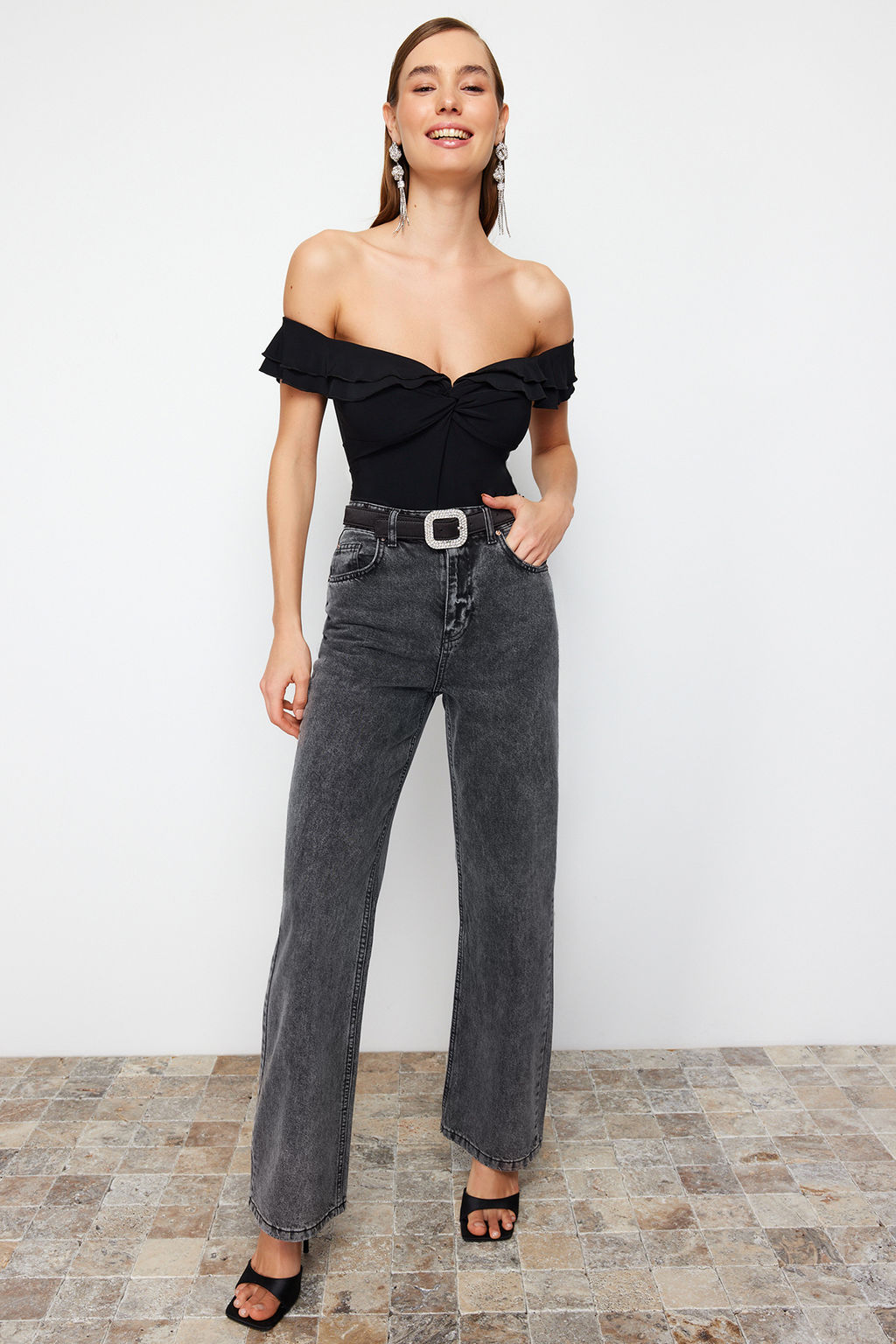 Siyah Volan Detayl? F?rf?rl? C?tc?tl? Orme Body TPRSS24BD00014 - Trendyolmilla фото 3