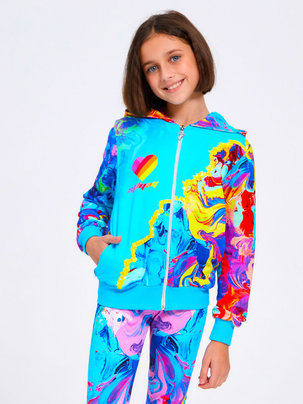 Толстовка "Краски",бирюзовый