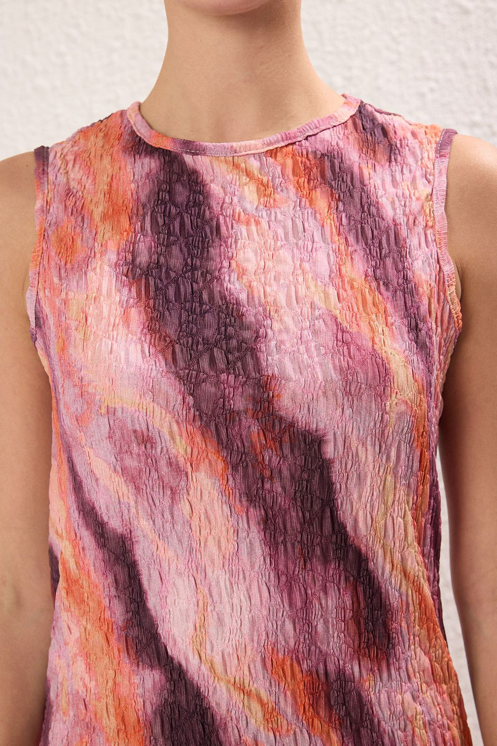 Cok Renkli Fitted/Vucuda Oturan Soyut Bask?l? Maxi Esnek Orme Elbise TWOSS25EL00535 - Trendyolmilla фото 3