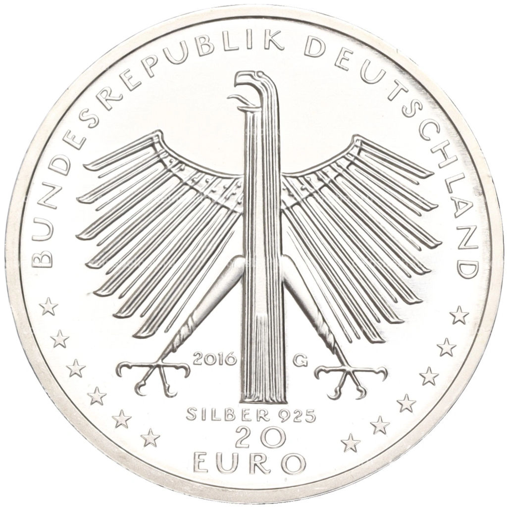 Монета 20 евро 2016 года Германия 125 лет со дня рождения Отто Дикса