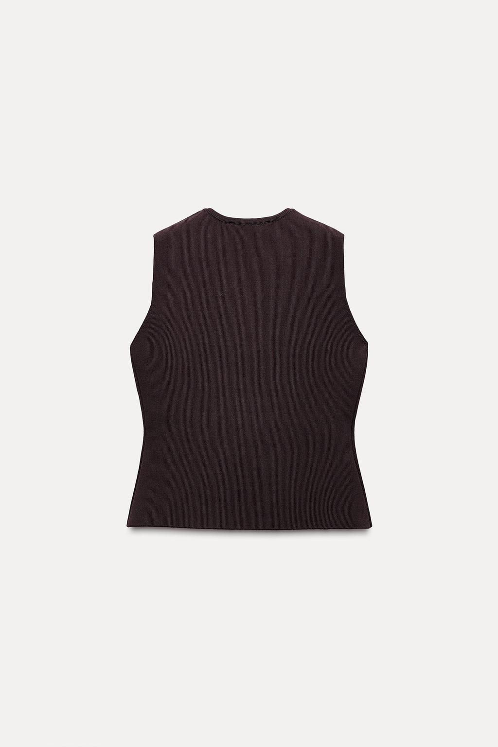 PLAIN KNIT TOP WITH GOLD BUTTON - Zara фото 21