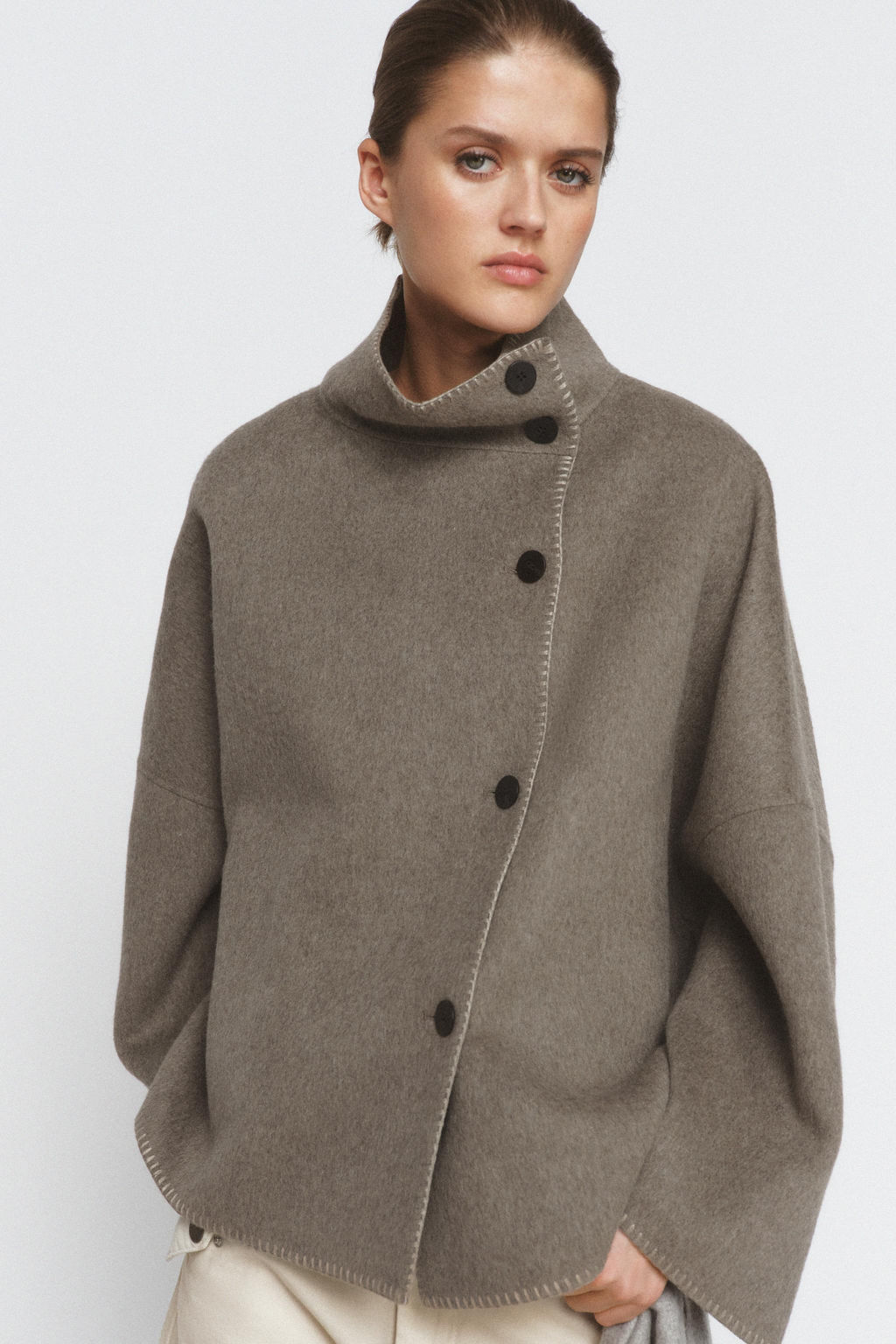 ZW COLLECTION WOOL BLEND TOPSTITCHED JACKET - Zara фото 9