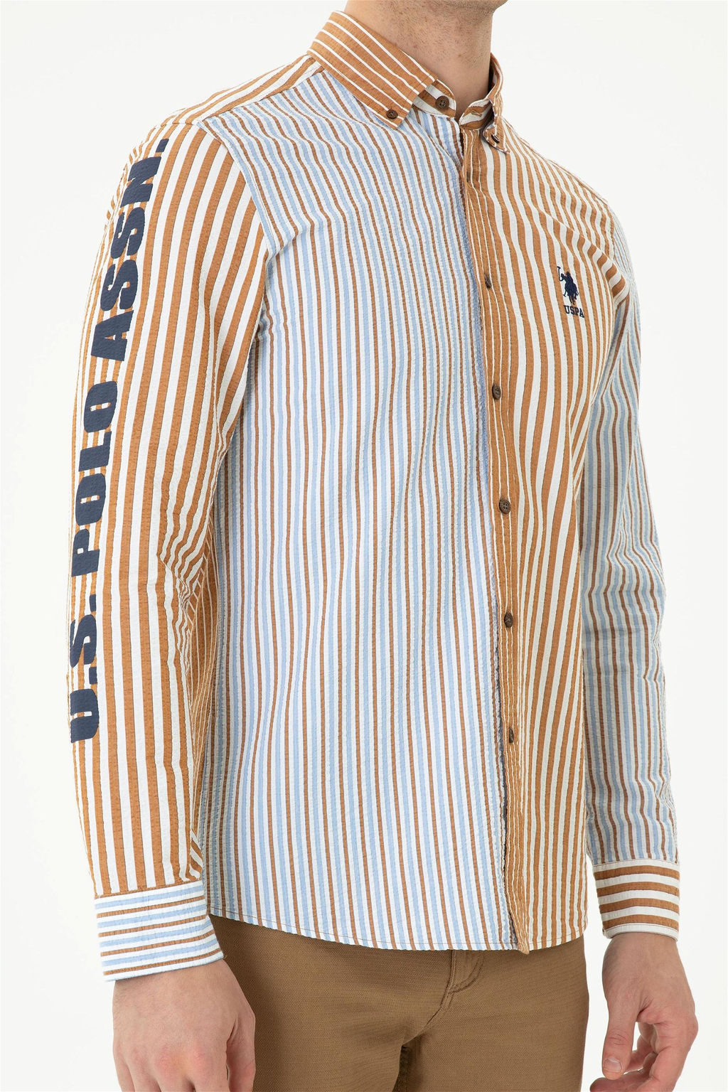 U. S. Polo Assn Мужская рубашка с длинным рукавом кокосового цвета - U.s. polo assn фото 13