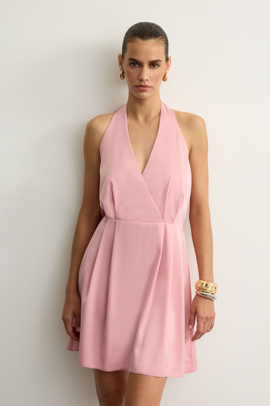 Платье мини из сатина с драпированным лифом - Mollis фото 2