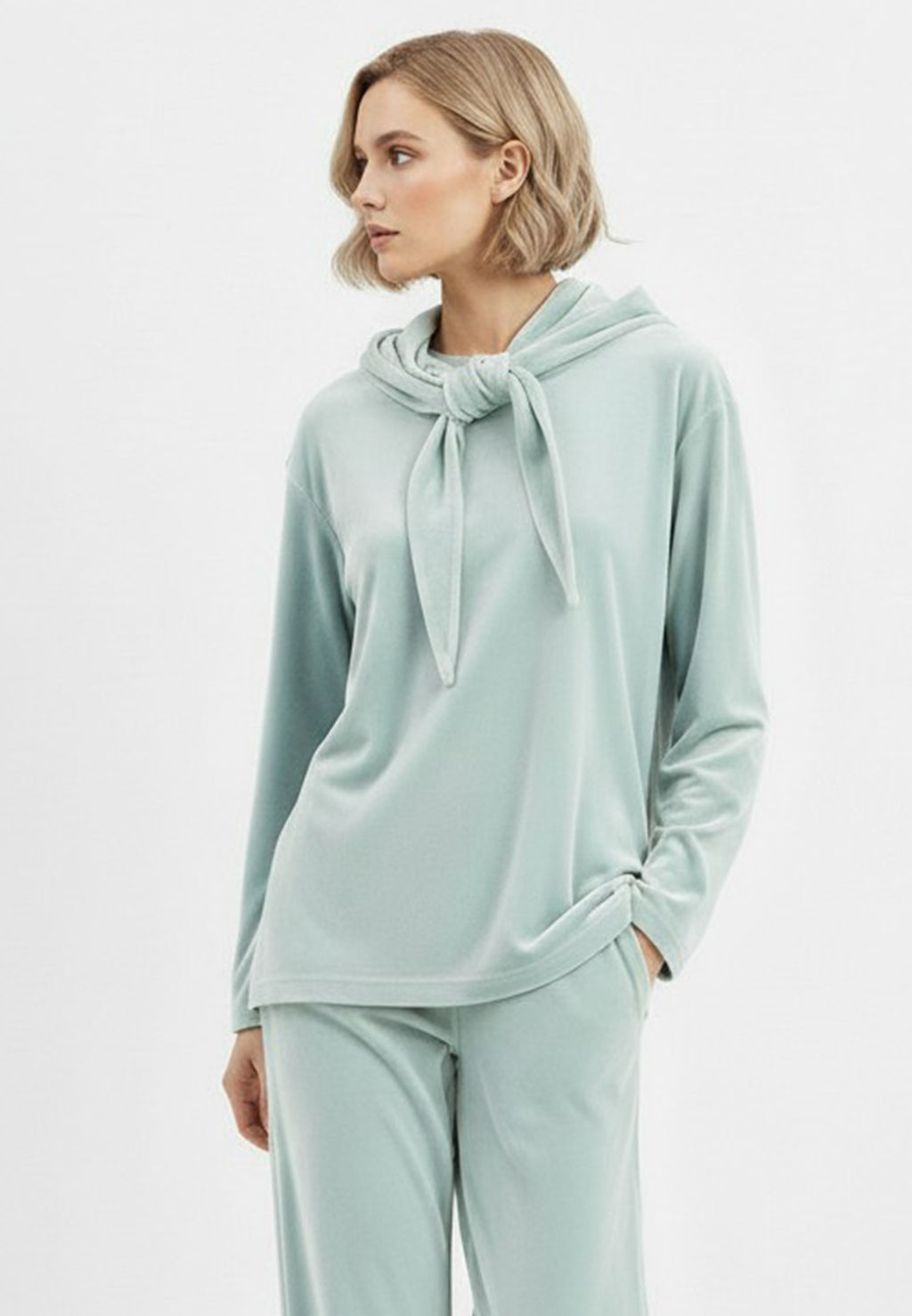 Костюм из велюра со съемным капюшоном и резинкой в комплекте OD-1009-2 зеленый