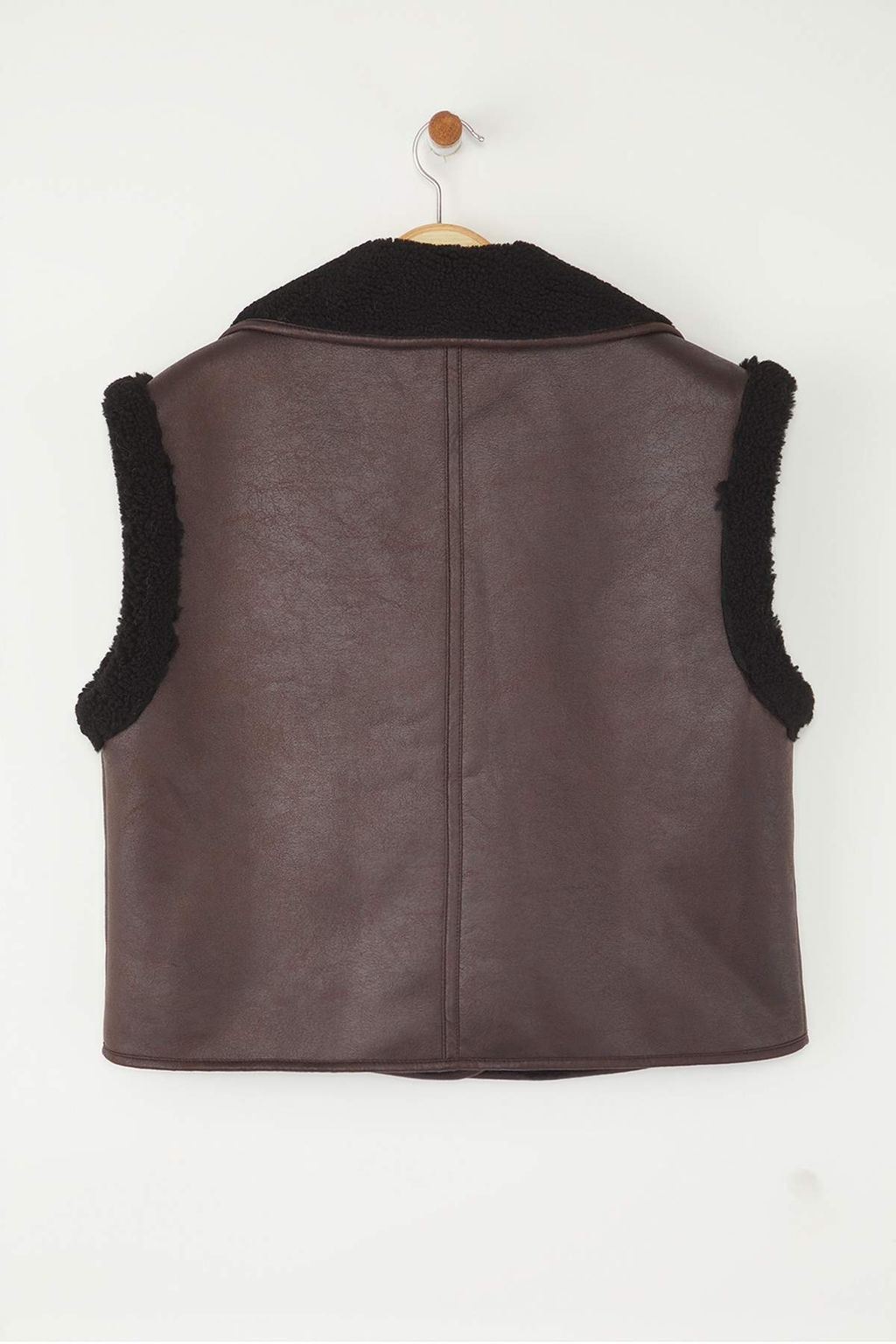 Koyu Kahverengi Regular Kal?p Pelus Detayl? Suet Yelek TWOAW26YE00001 - Trendyolmilla фото 6