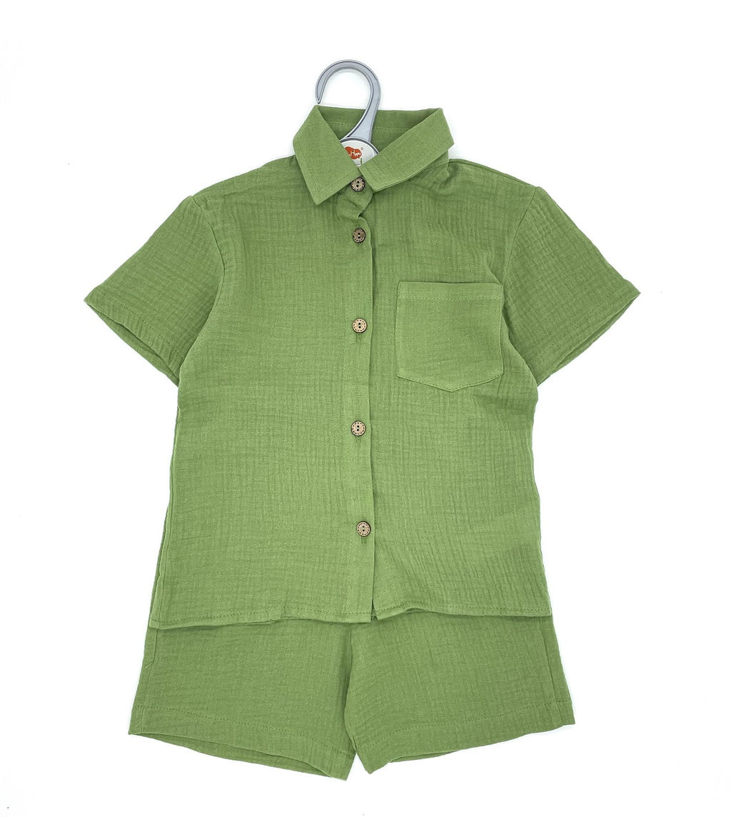 Детский муслиновый костюм - рубашка и шорты, Mini Hippy NERO - Caimano фото 33