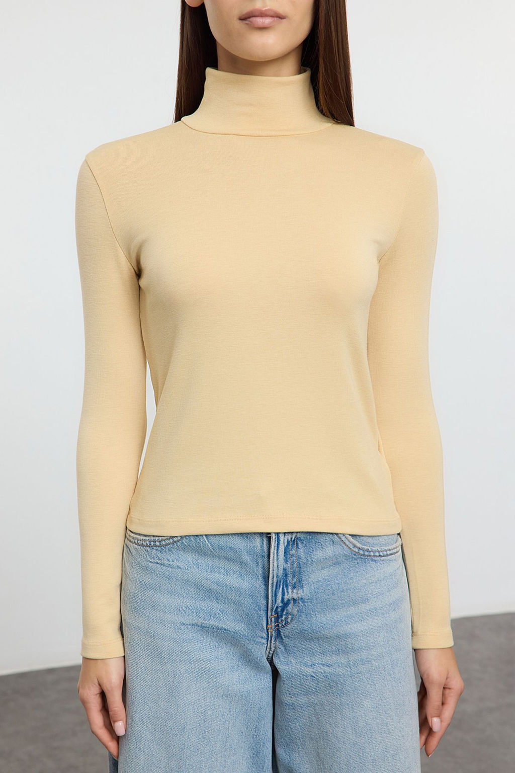 Trendyolmilla Bordo Premium Yumusak Kumasl? Bal?kc? Yaka Fitted/Vucuda Oturan Esnek Orme Bluz TWOAW24BZ00119 фото 8