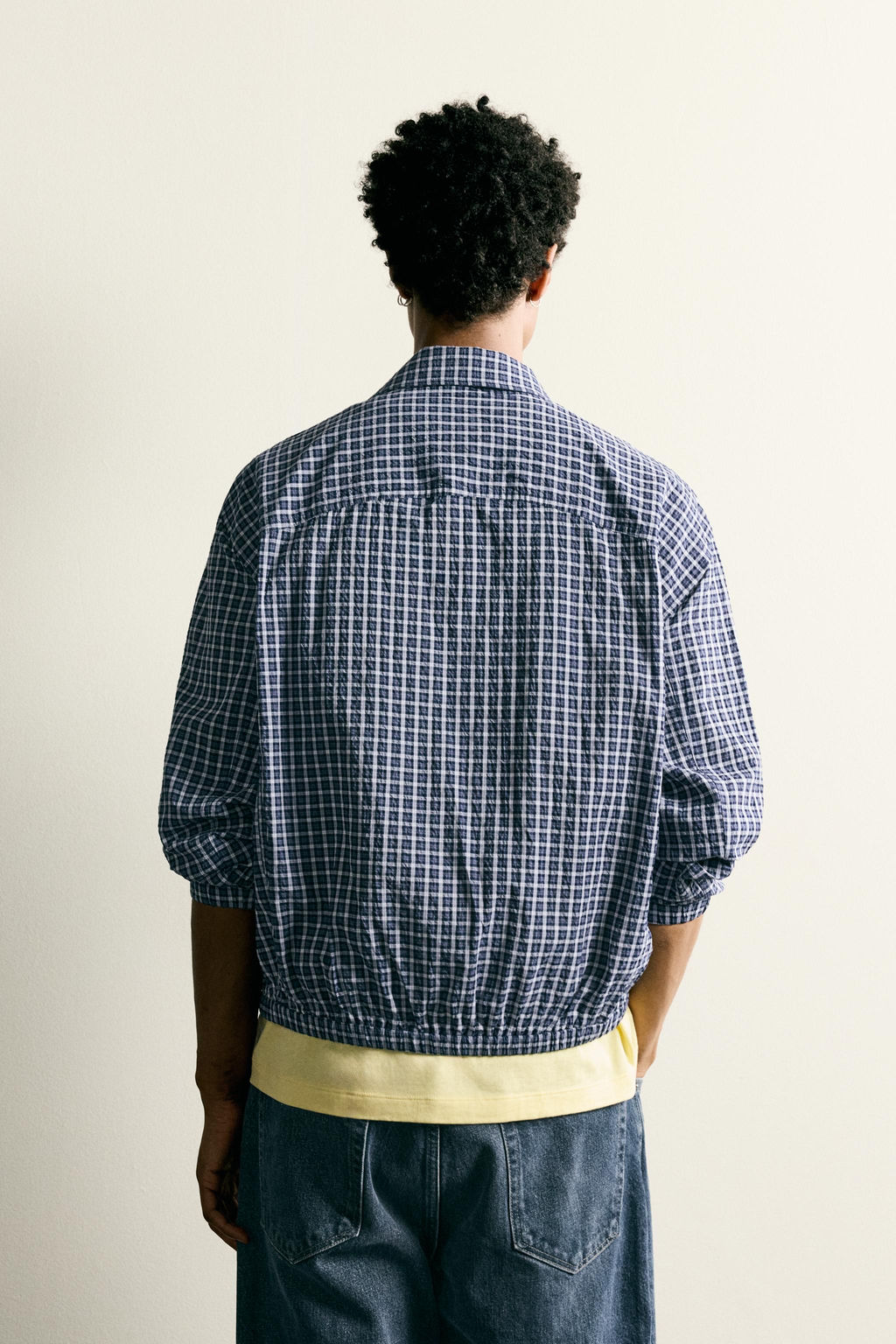 SOBRECAMISA CUADROS RELIEVE / Azul - Zara фото 3
