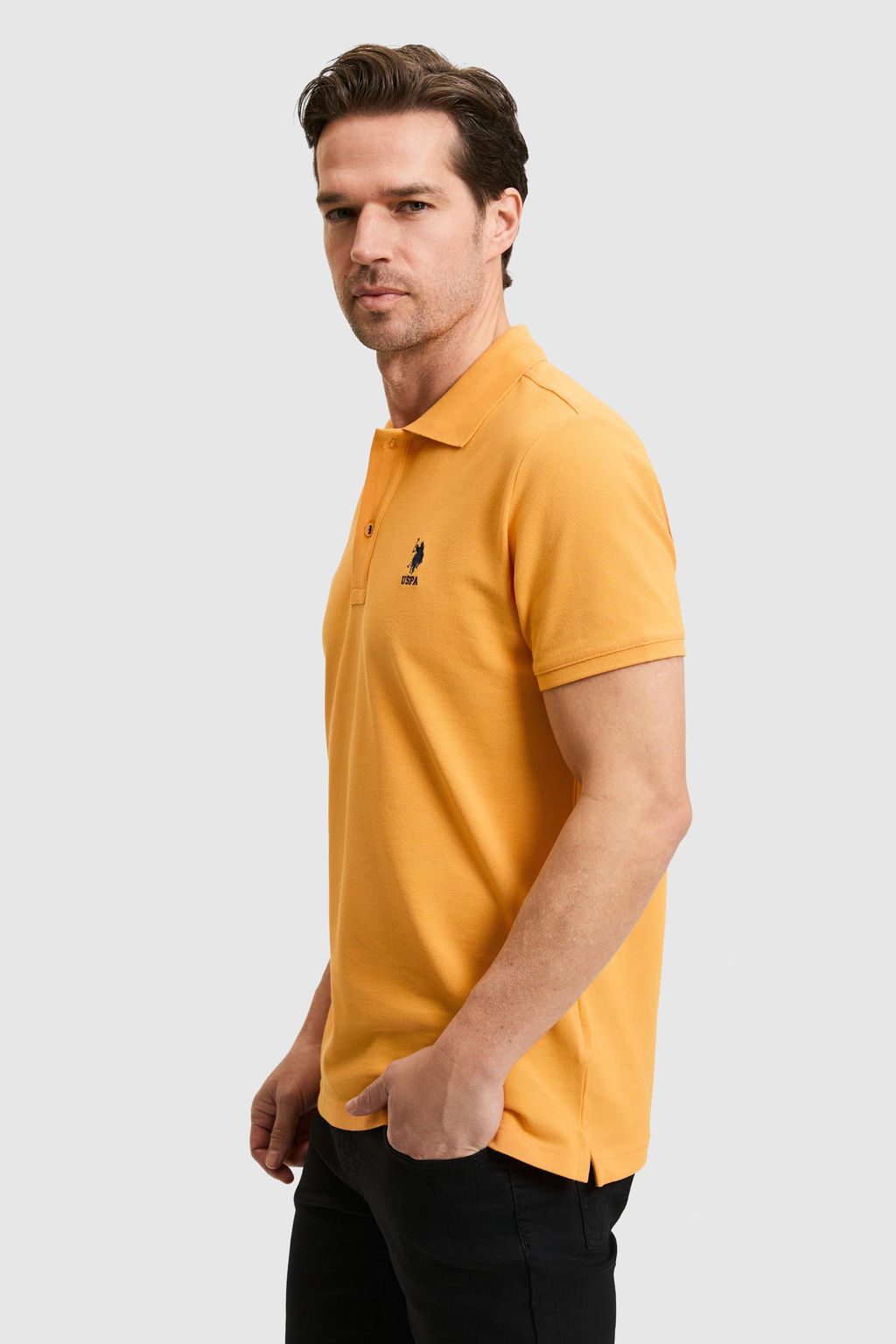 Erkek Slim Fit Turuncu Polo Yaka Basic Ti__rt