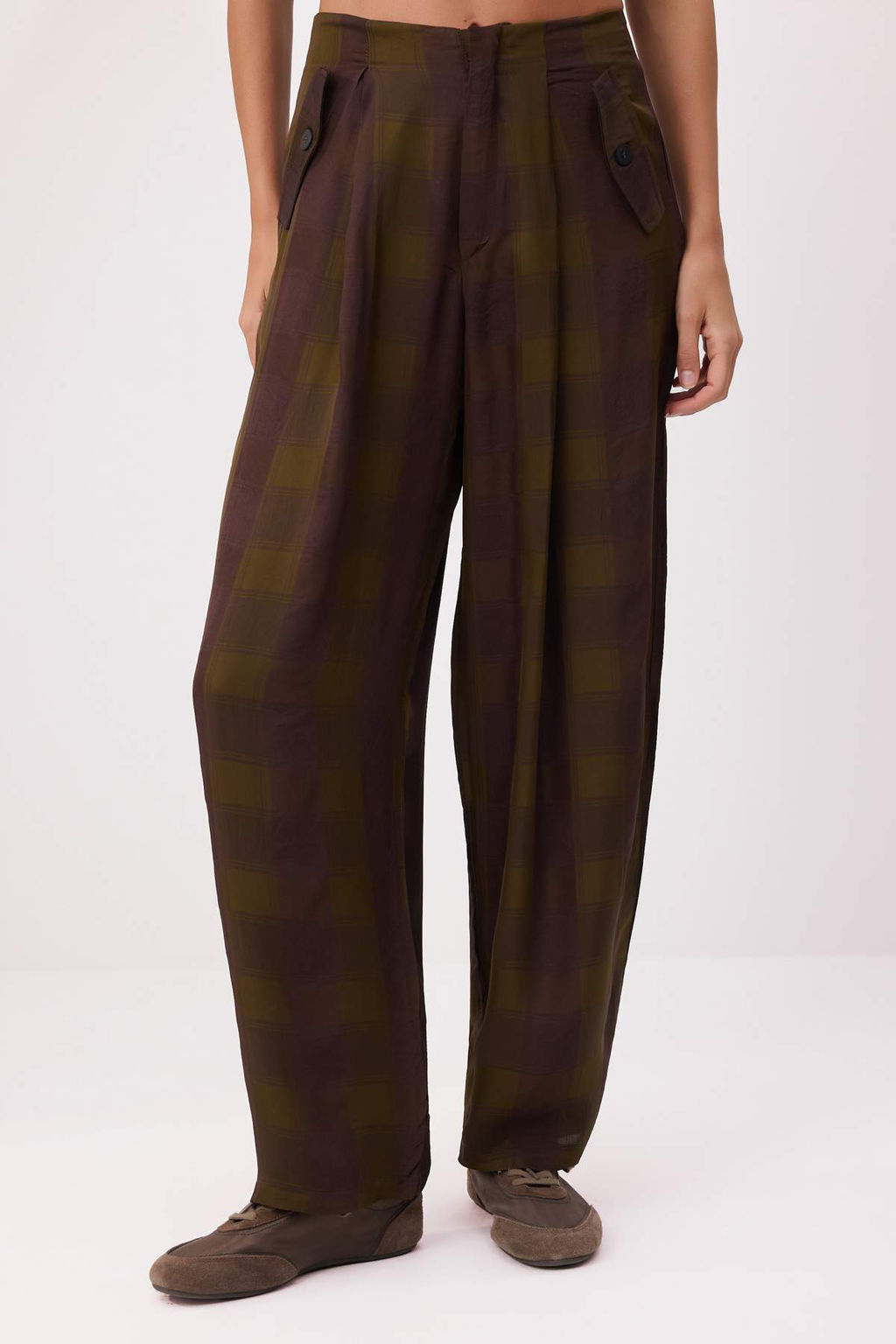 Yesil Ekoseli Balon Pantolon TWOSS26PL00152 - Trendyolmilla фото 3