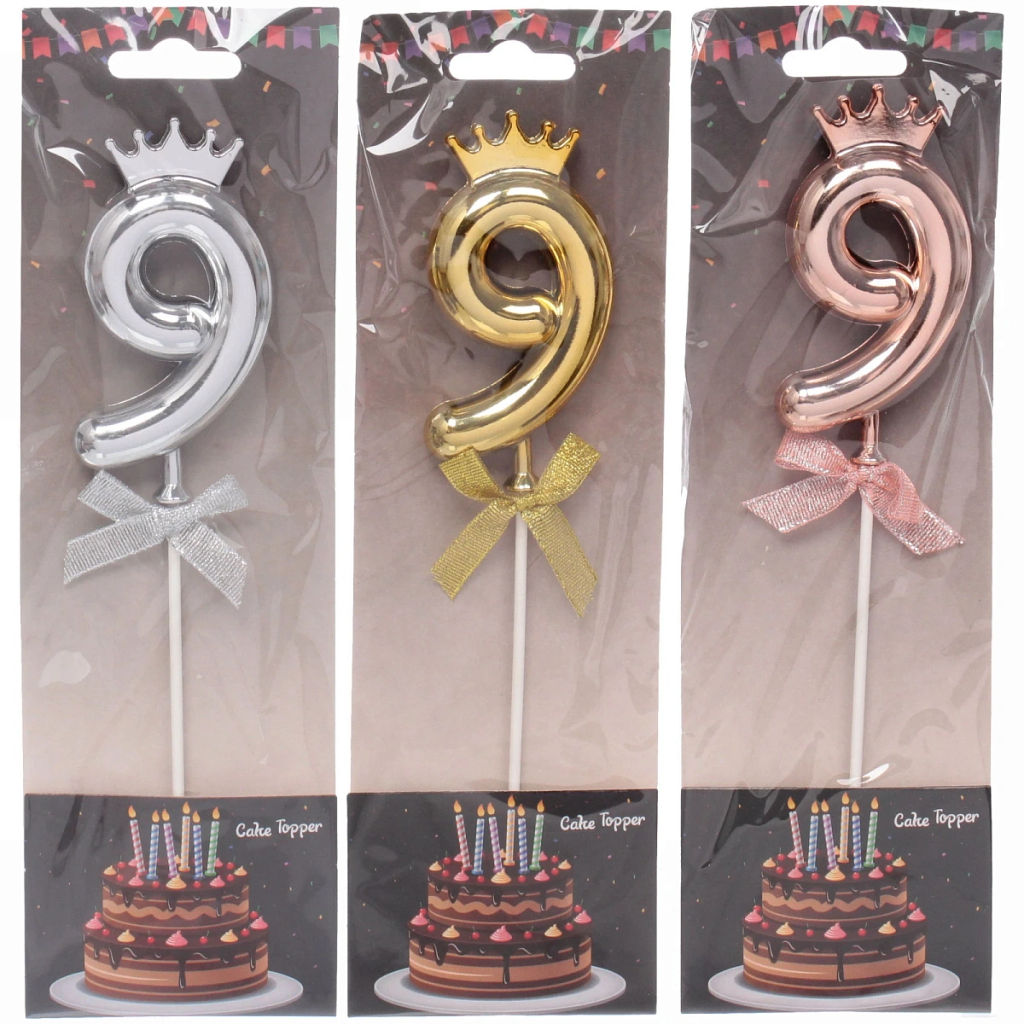 Топпер Цифра Королевский вечер "9" 22 см, микс