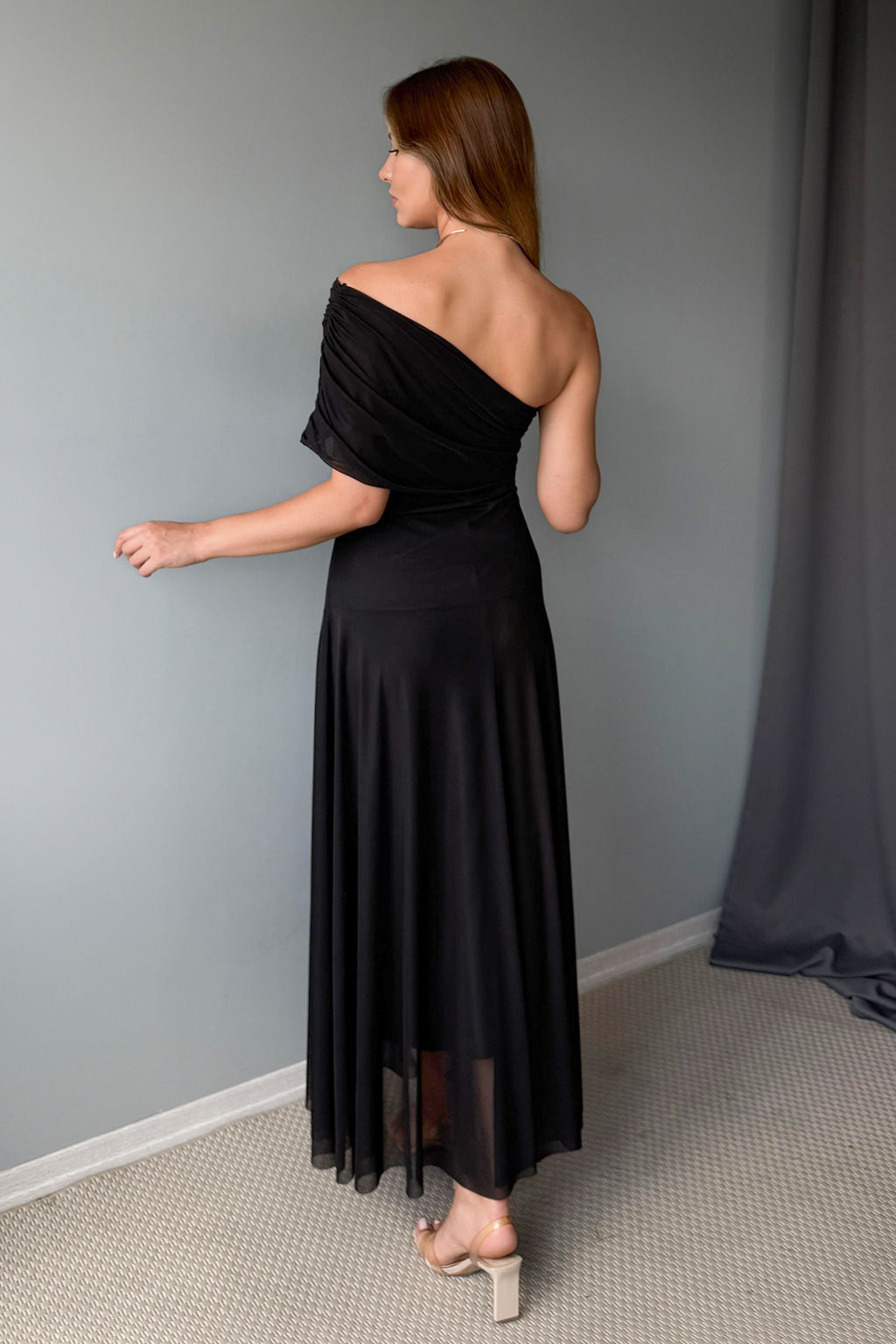 Ac?k Turuncu Desenli Kay?k Yaka Dokuma Maxi Abiye Gece Mezuniyet Elbisesi TPRSS25AE00190 - Trendyolmilla фото 21