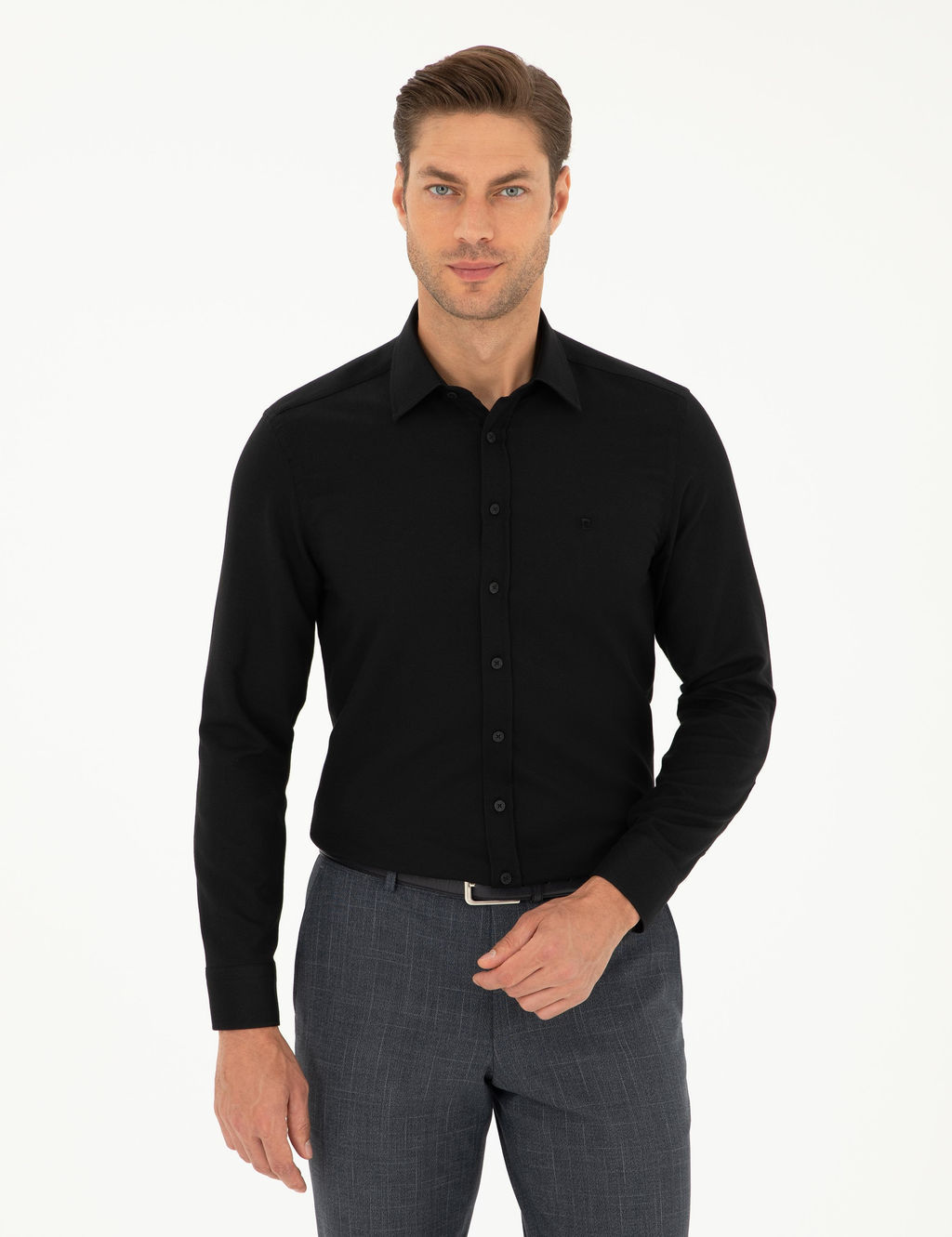 Siyah Slim Fit Arm_rl_ Uzun Kollu G_mlek