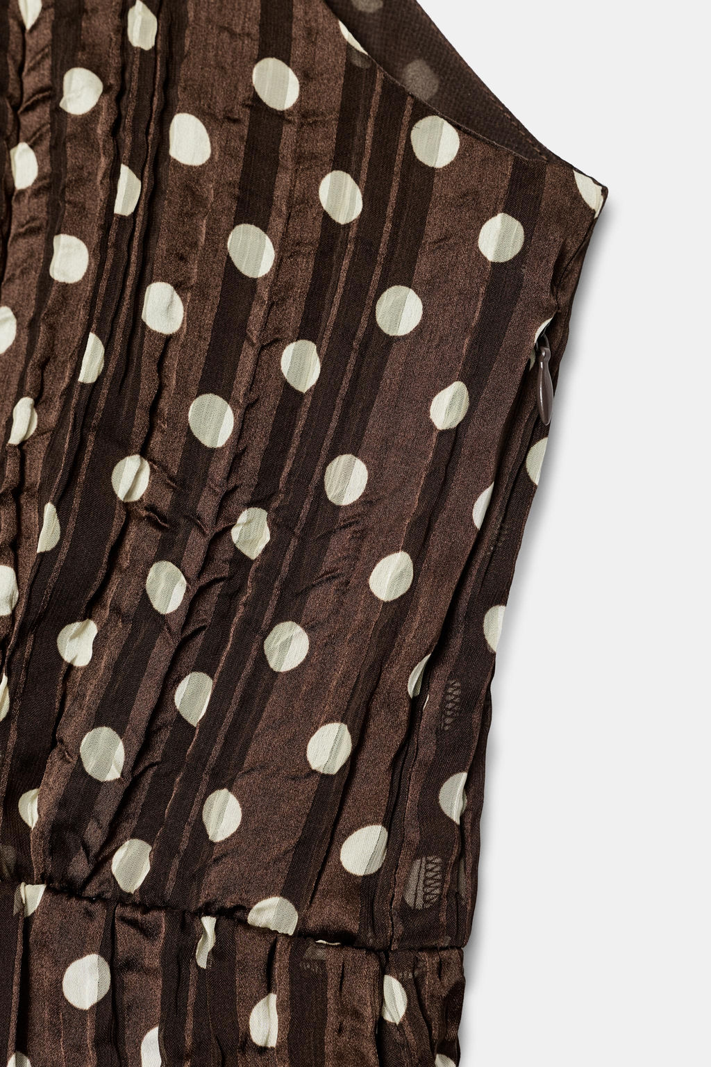 VESTIDO MIDI LUNARES LAZO / Marr?n / Crudo - Zara фото 10