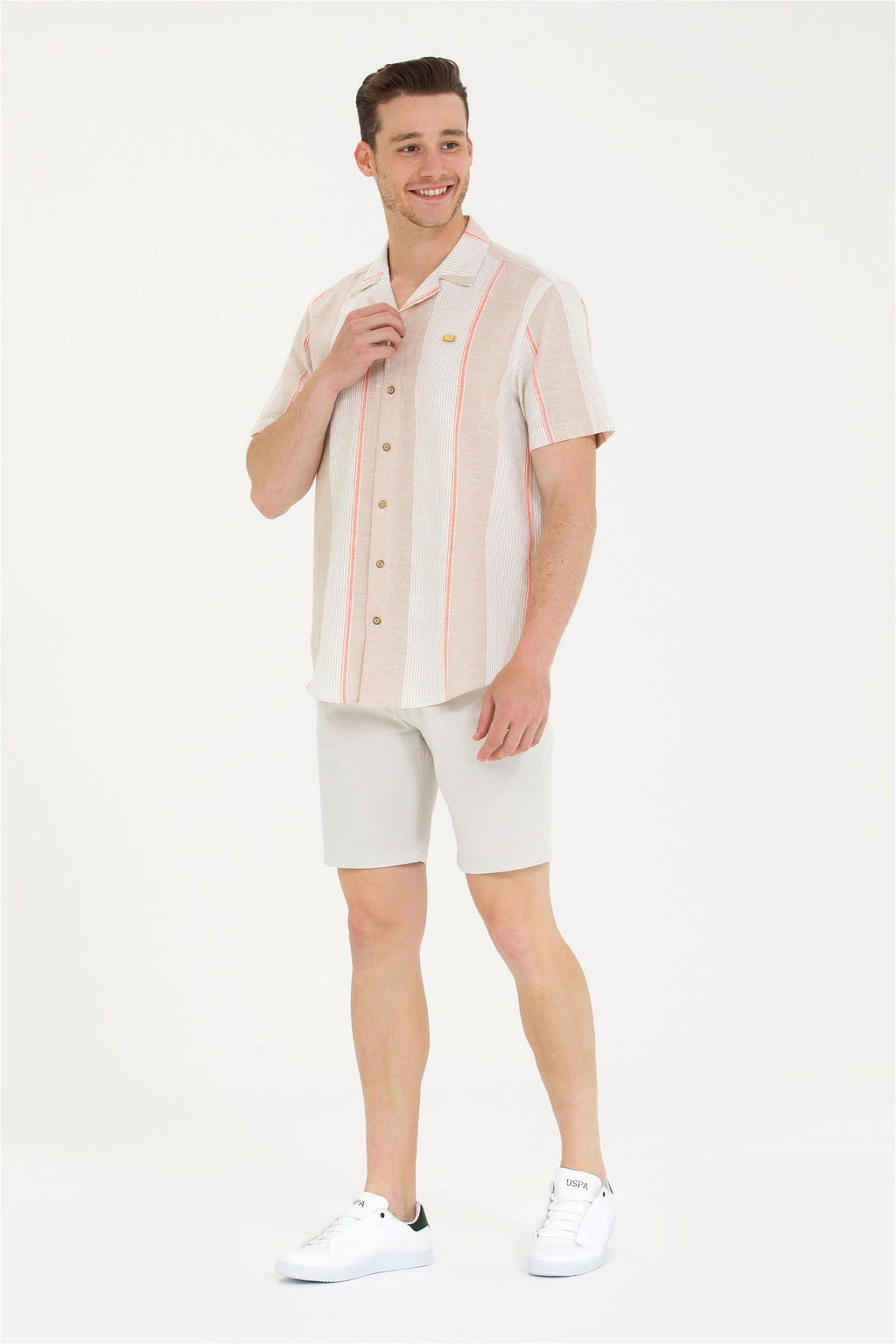 U. S. Polo Assn / Мужская рубашка Camel с коротким рукавом - U.s. polo assn фото 11