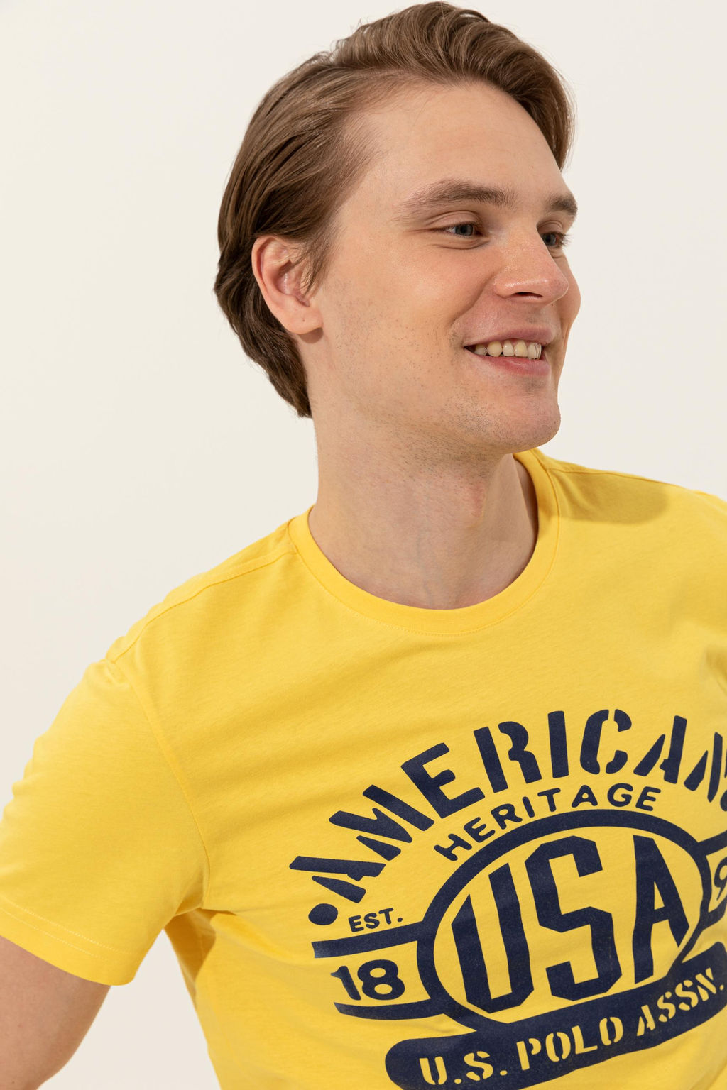 U. S. Polo Assn Мужская светло-желтая футболка с круглым вырезом - U.s. polo assn фото 13