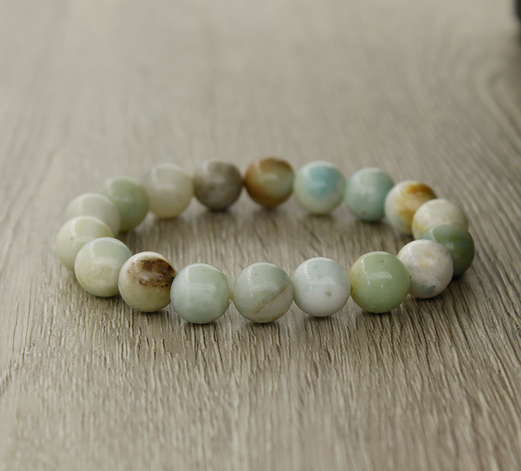 Амазонит светло-зеленый 10мм, браслет "Классика" длина 16см