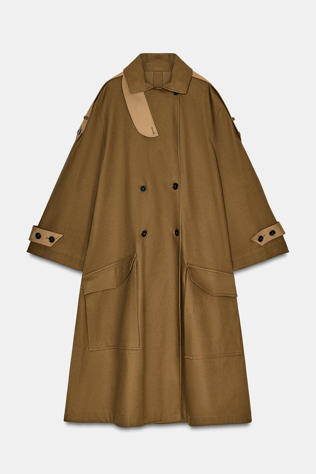 ZW COLLECTION LONG CONTRAST TRENCH COAT - Zara фото 11