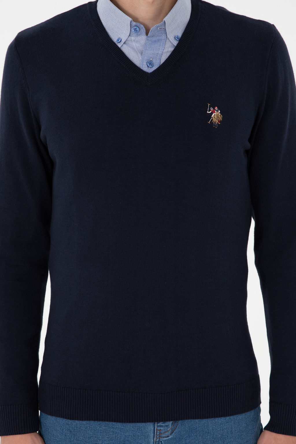 Мужской темно-синий базовый свитер Неожиданная скидка в корзине - U.s. polo assn фото 13
