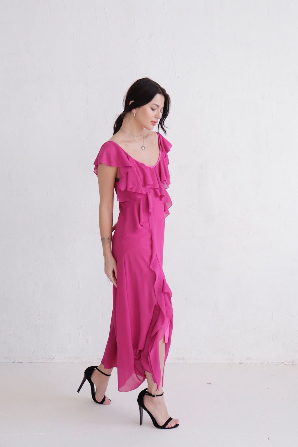 Платье с воланами малиновое - Martichelli фото 8