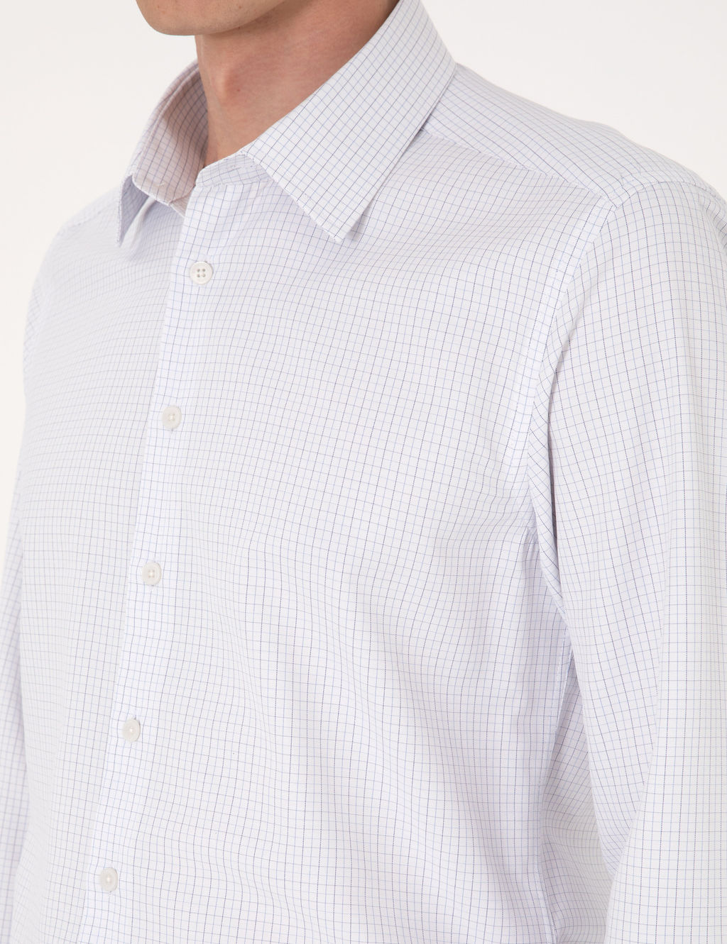 Mavi Kareli Slim Fit Uzun Kollu G_mlek