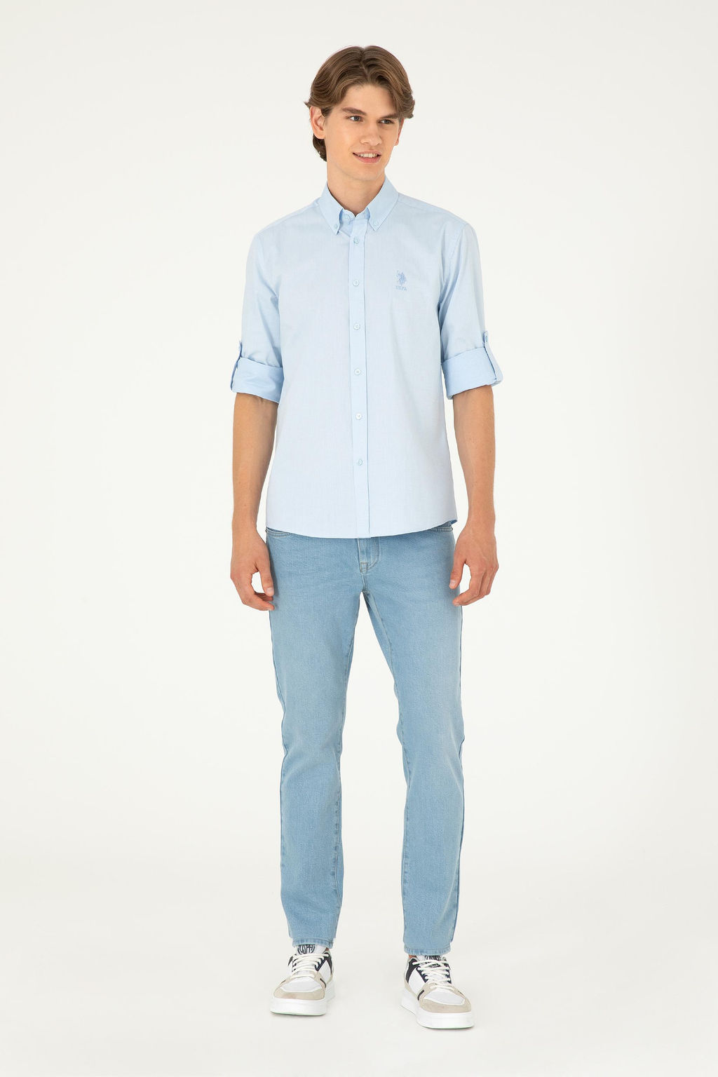 Мужская голубая рубашка с длинным рукавом Неожиданная скидка в корзине - U.s. polo assn фото 4