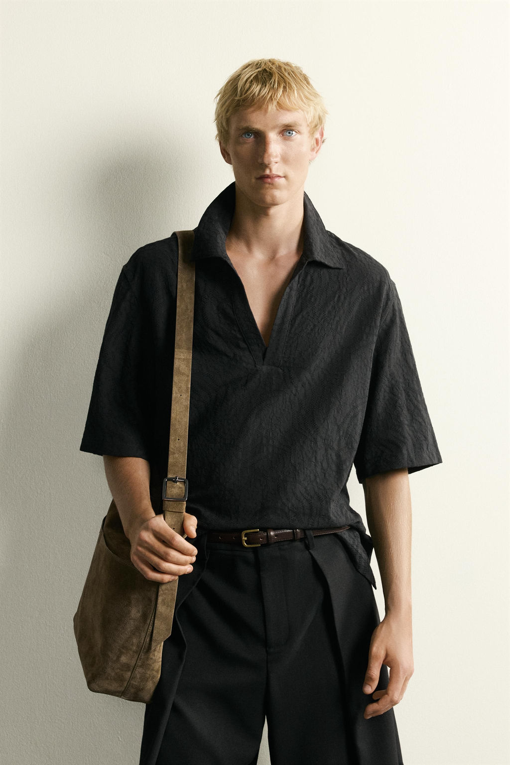 CAMISA POLO RELAXED FIT JACQUARD / Negro - Zara фото 2