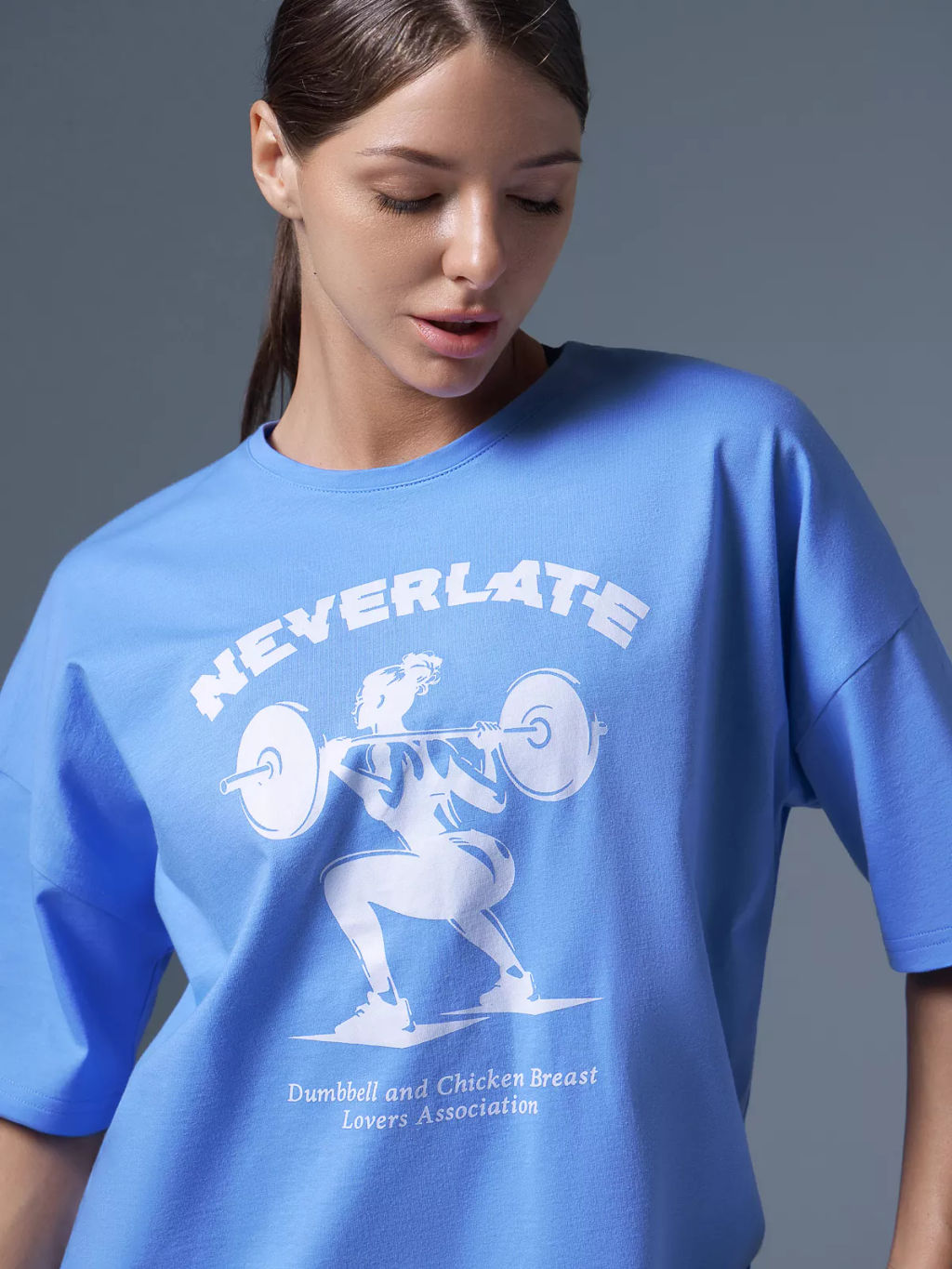 Оверсайз спортивная футболка голубая