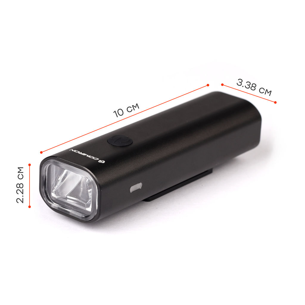 Фонарь передний COMIRON FLASH корпус: авиационный алюминий 6063, IP67; свет: CREE XPG, 400lm аккум 3.7V 2500 mAh, USB влагозащищённый /уп 50/ - ГалеонТрейд фото 13
