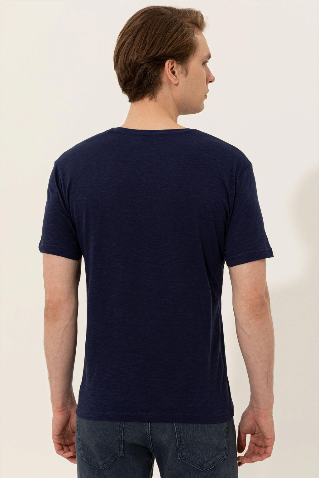 Мужская темно-синяя футболка с V-образным вырезом Basic - U.s. polo assn фото 12