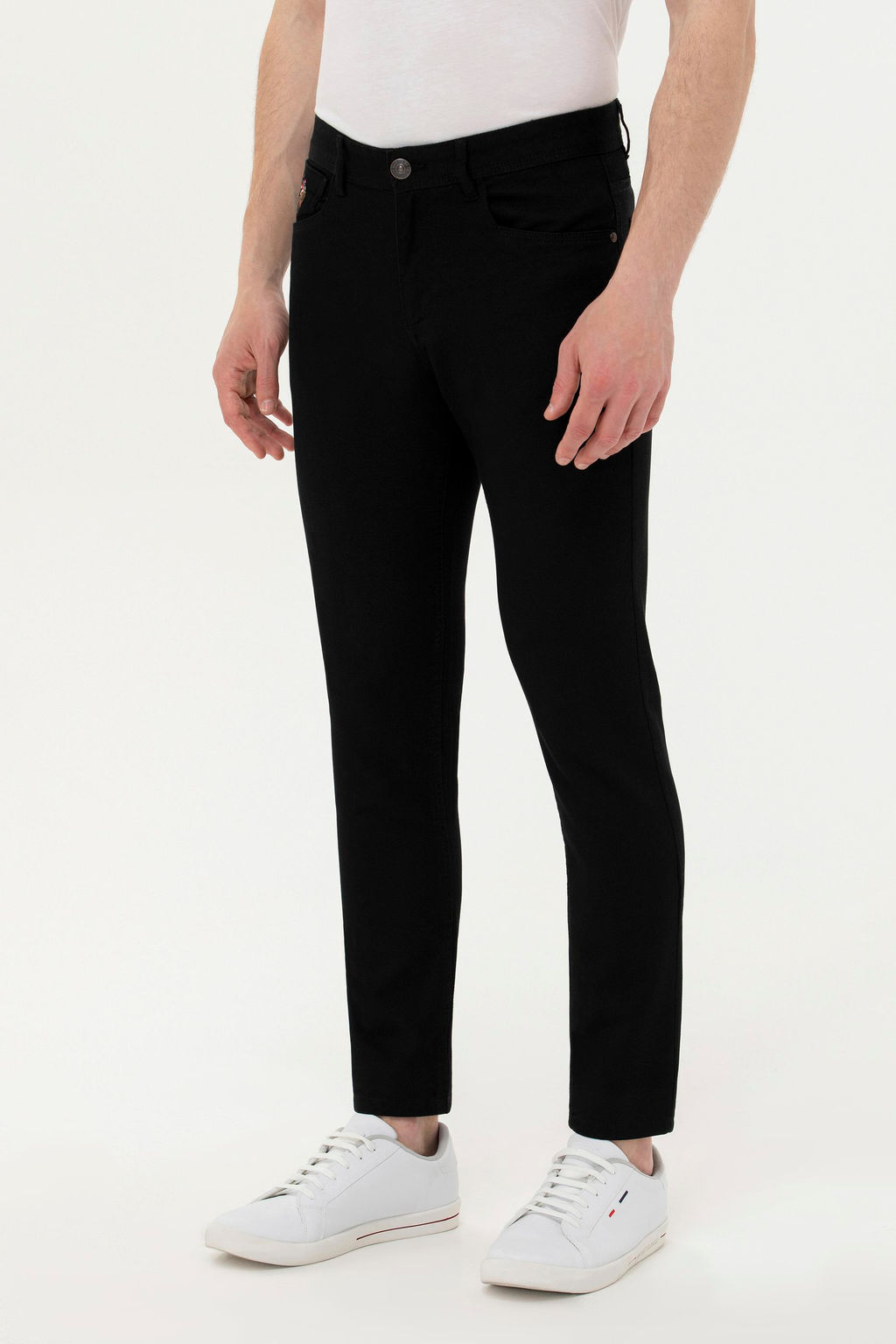 Erkek Slim Fit Siyah Kanvas / Chino Pantolon