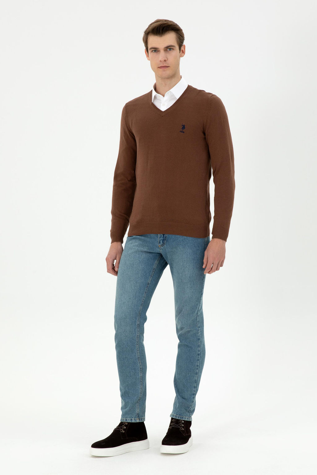Мужской коричневый базовый свитер Неожиданная скидка в корзине - U.s. polo assn фото 4