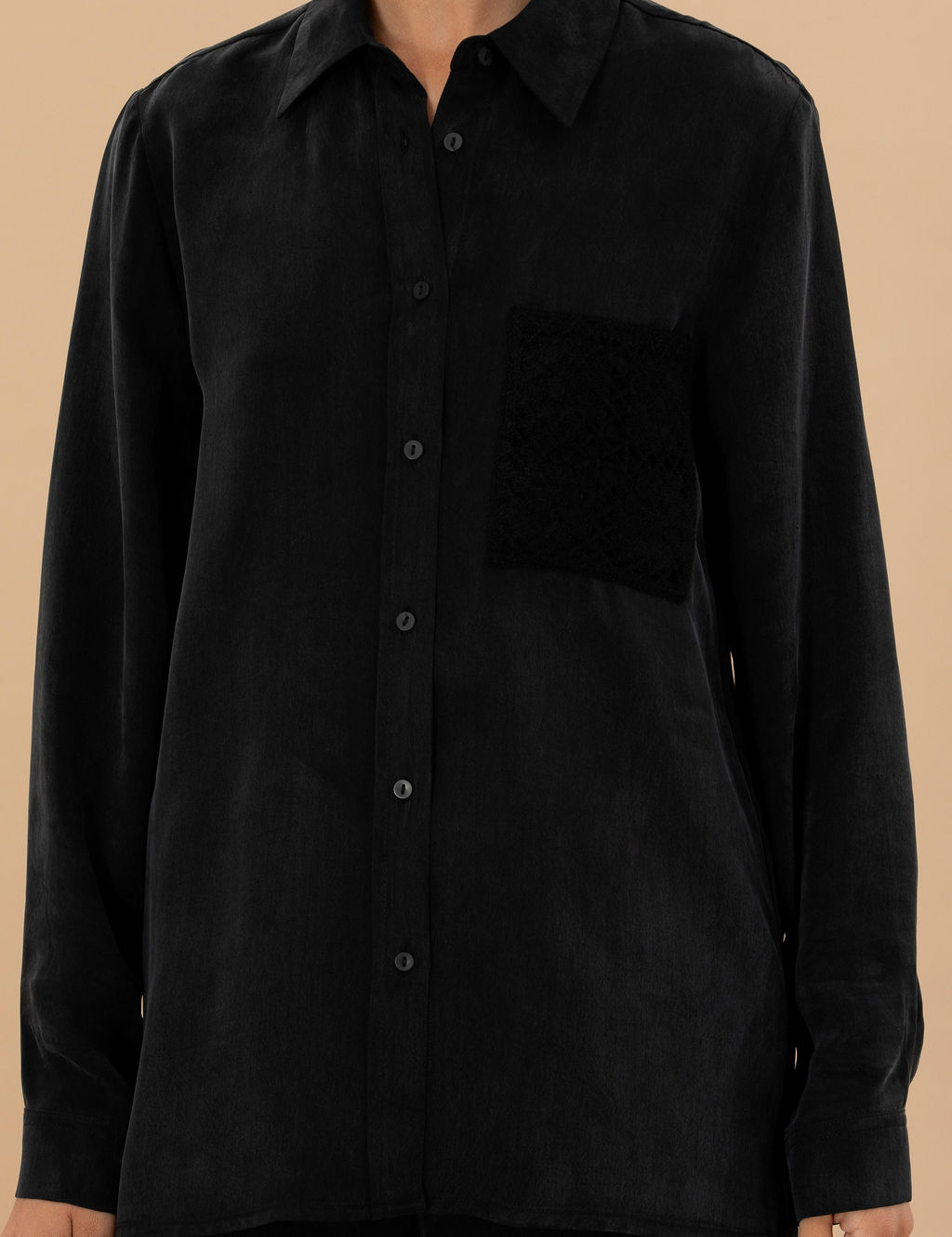 Siyah Cupro Regular Fit Uzun Kollu G_mlek