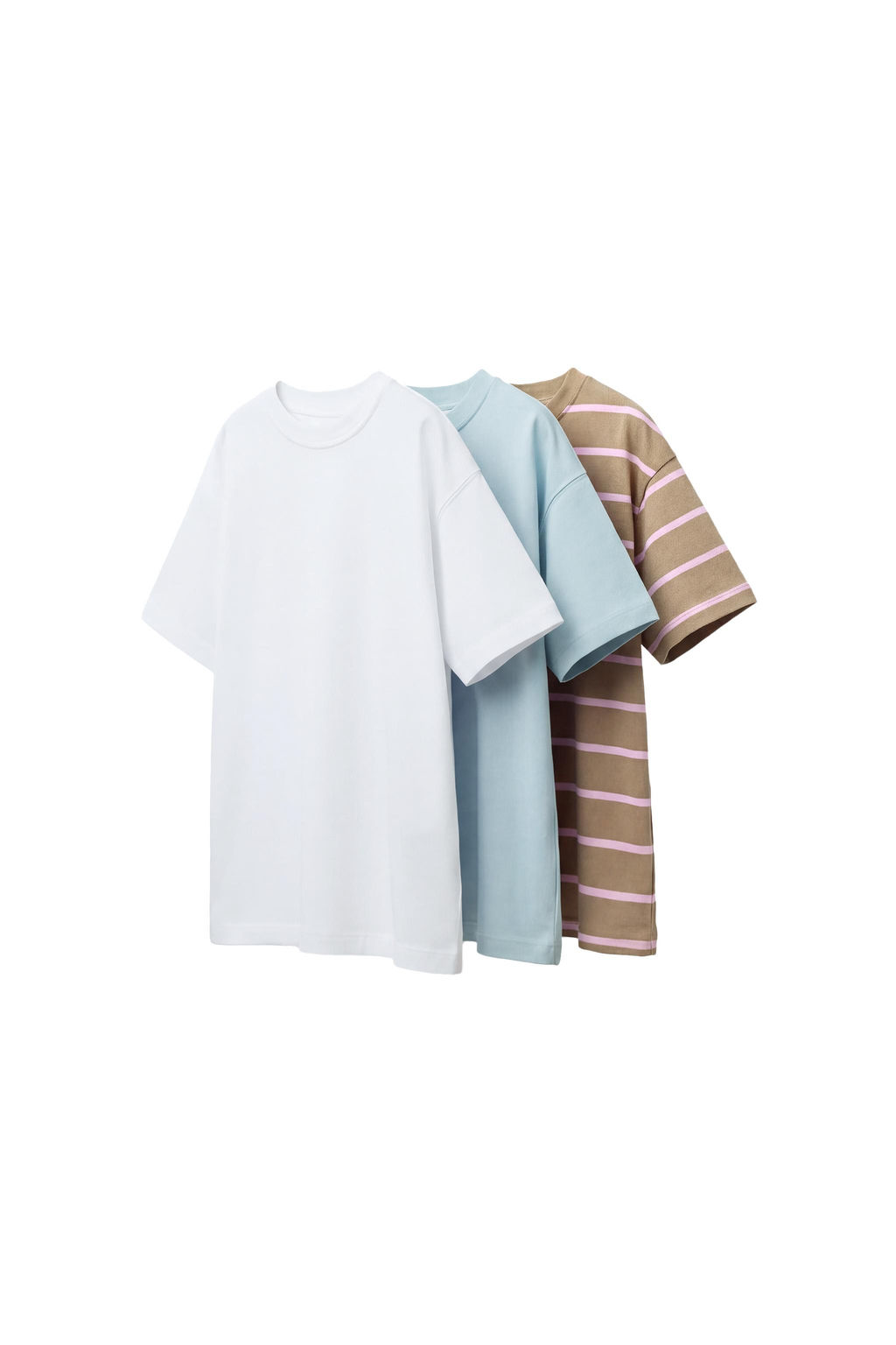 PACK TRES CAMISETAS LISAS Y RAYAS / Marr?n - Zara фото 2