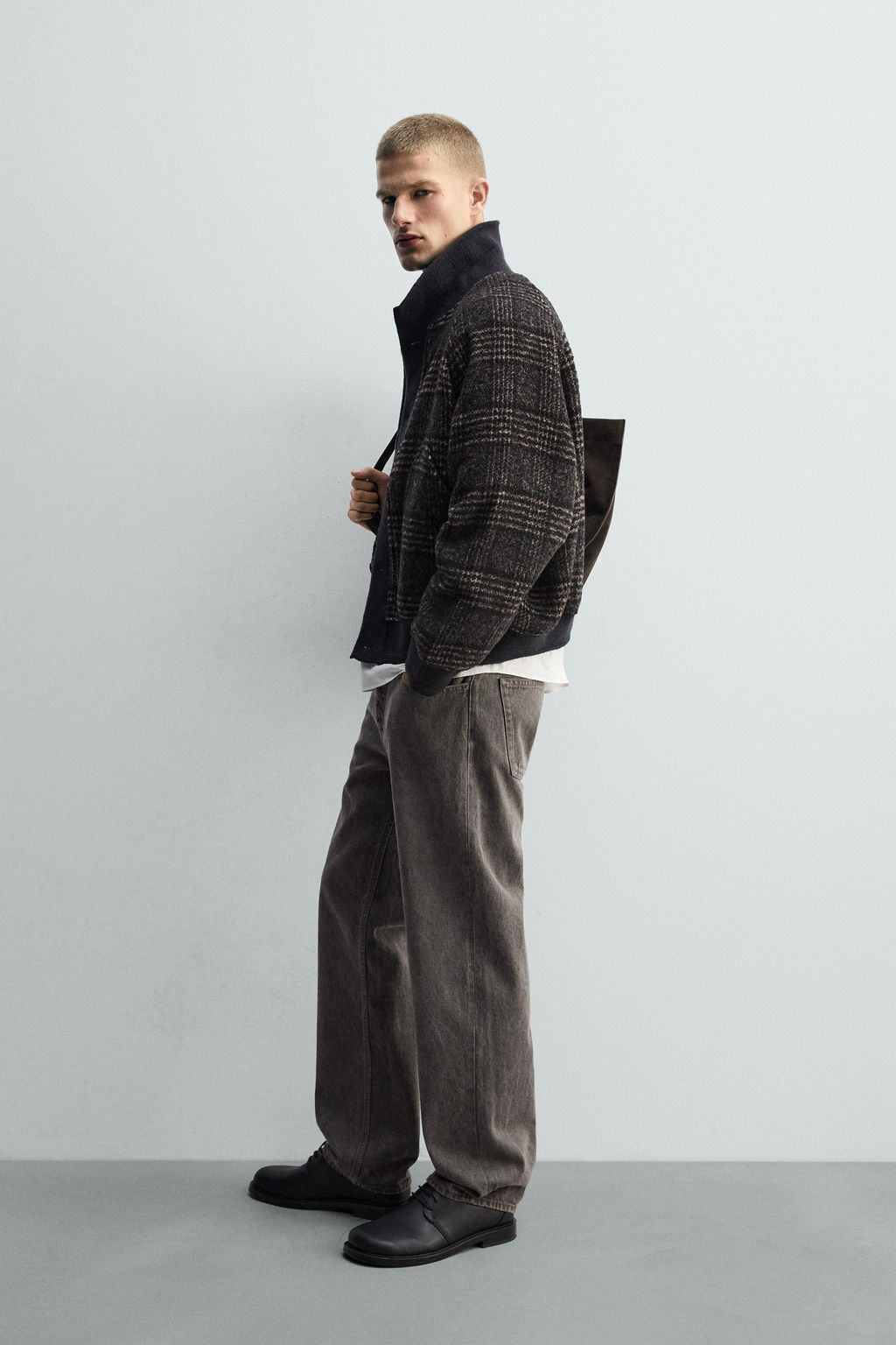 CONTRAST COLLAR RIBBED JACKET - Zara фото 4