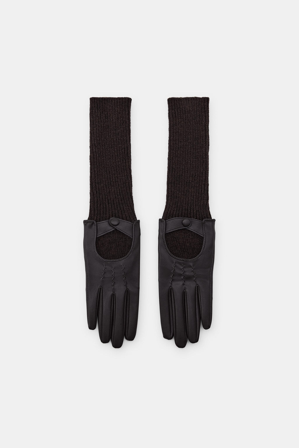 COMBINED LEATHER EFFECT GLOVES - Zara фото 2