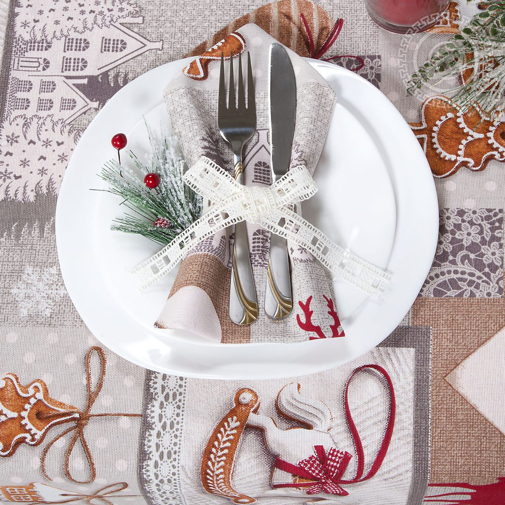 Набор столового белья "Лапландия" Набор столового белья "Лапландия" СБ.135.180/Скатерть: 1шт.-180*145; Салфетка: 6шт-35*35 Наборы столового белья из рогожки