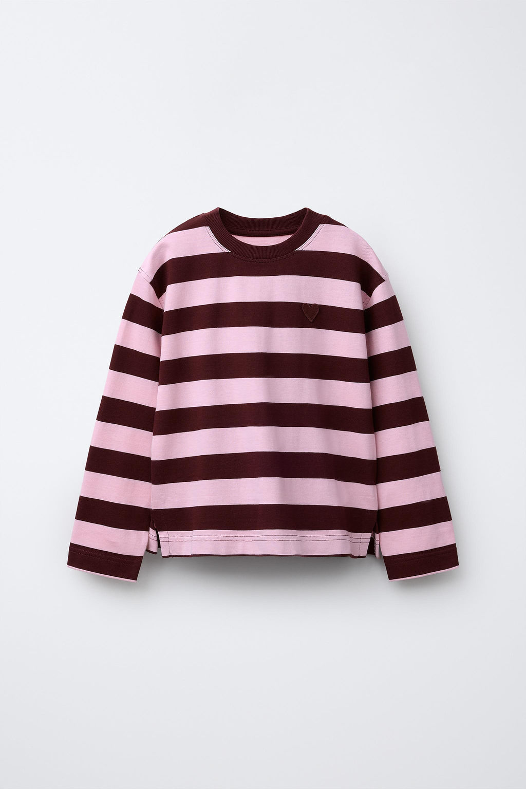 STRIPED T-SHIRT WITH EMBROIDERED HEART - Zara фото 9